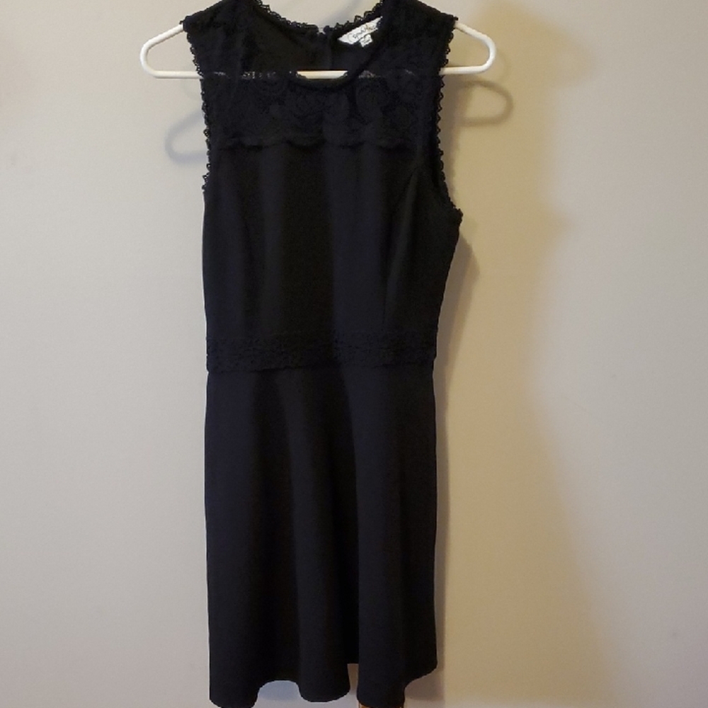 Speechless Black Lace Trim Mini Dress